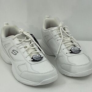 Skechers RELAXED FIT SLIP RESISTANT Classic White Sneakers MENS SIZE 12